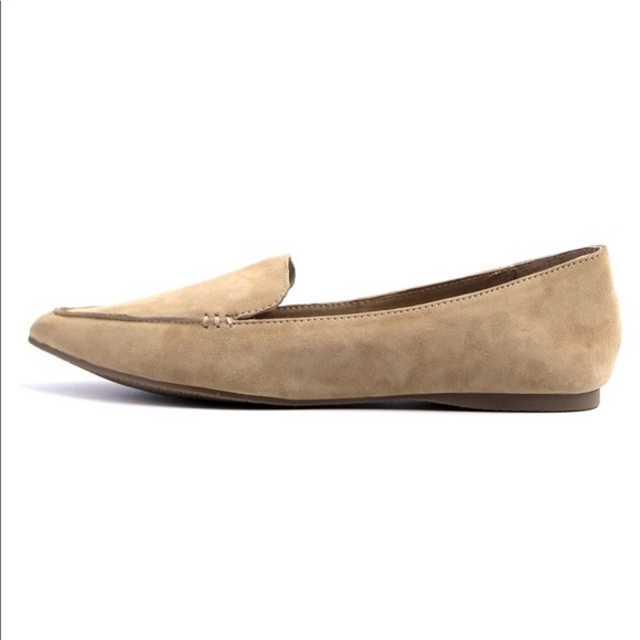 Vegan suede slip-on pointed toe loafers, beige, 10 - Picture 2 of 6